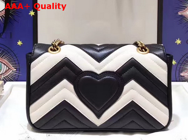 Gucci Small GG Marmont Matelasse Shoulder Bag Black and White Leather Replica