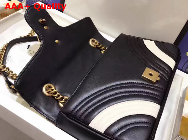 Gucci Small GG Marmont Matelasse Shoulder Bag Black and White Leather Replica