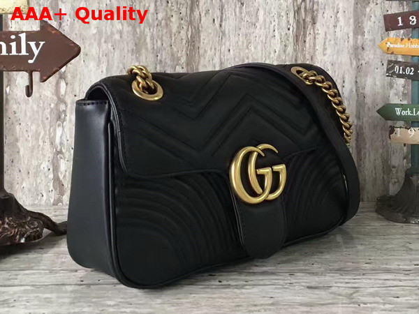 Gucci Small GG Marmont Matelasse Shoulder Bag in Black Leather Replica