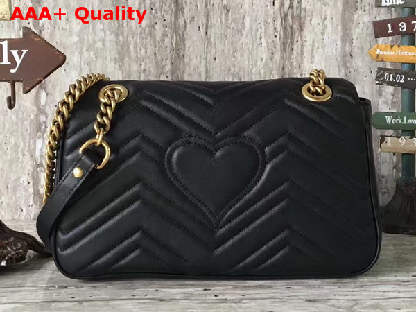 Gucci Small GG Marmont Matelasse Shoulder Bag in Black Leather Replica