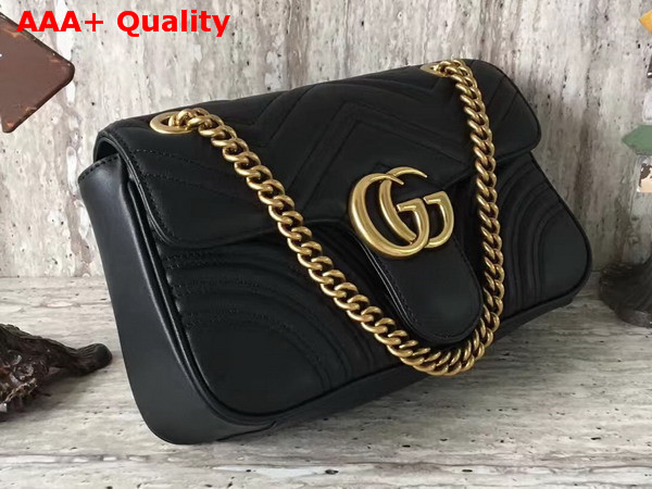 Gucci Small GG Marmont Matelasse Shoulder Bag in Black Leather Replica