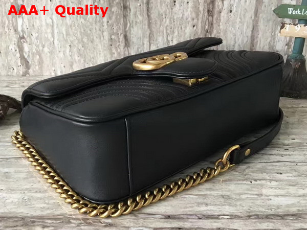 Gucci Small GG Marmont Matelasse Shoulder Bag in Black Leather Replica