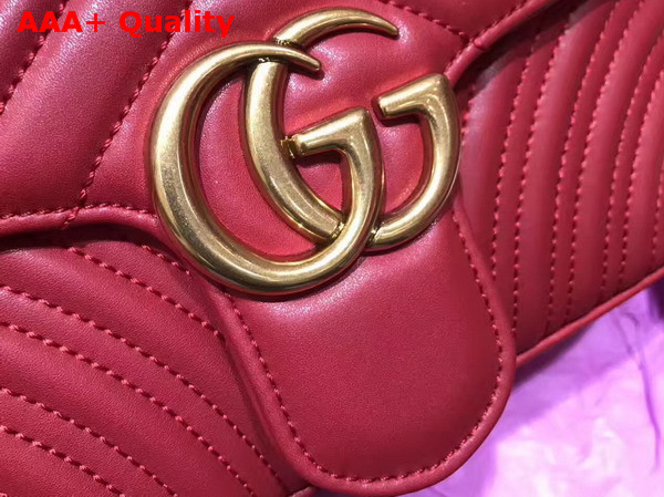 Gucci Small GG Marmont Matelasse Shoulder Bag in Hibiscus Red Leather Replica