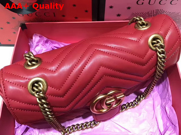 Gucci Small GG Marmont Matelasse Shoulder Bag in Hibiscus Red Leather Replica