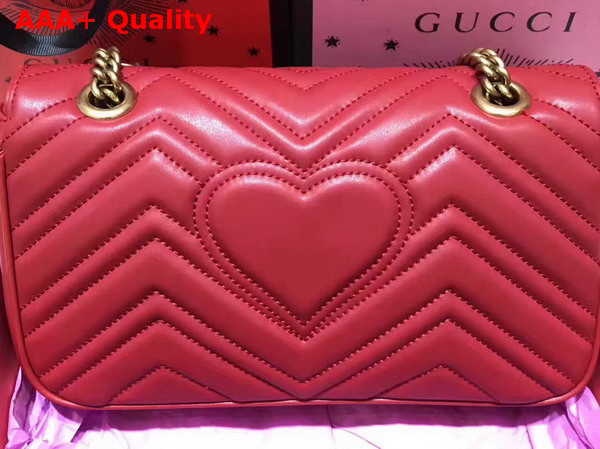 Gucci Small GG Marmont Matelasse Shoulder Bag in Hibiscus Red Leather Replica