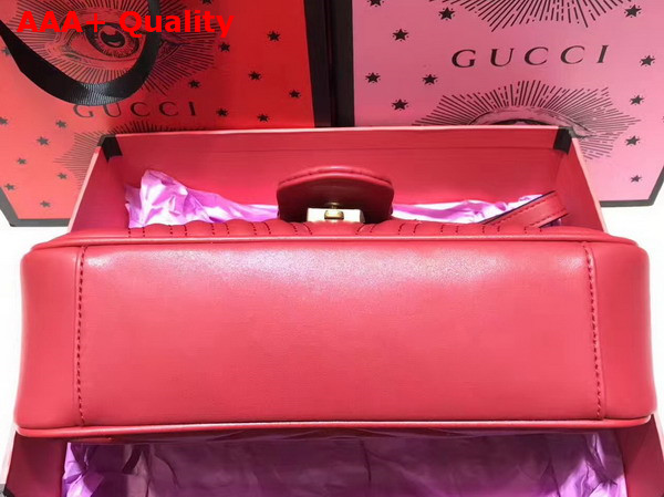 Gucci Small GG Marmont Matelasse Shoulder Bag in Hibiscus Red Leather Replica