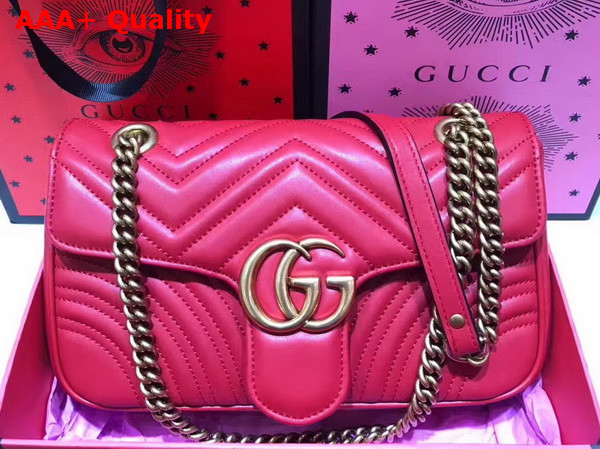 Gucci Small GG Marmont Matelasse Shoulder Bag in Hibiscus Red Leather Replica