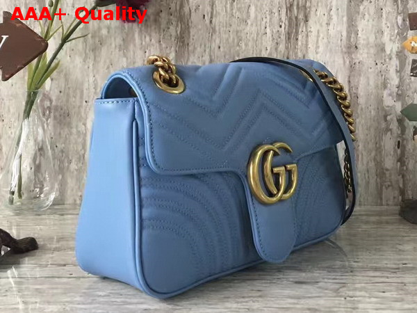 Gucci Small GG Marmont Matelasse Shoulder Bag in Light Blue Leather Replica