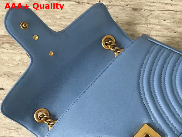 Gucci Small GG Marmont Matelasse Shoulder Bag in Light Blue Leather Replica