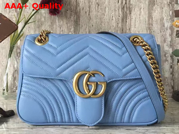 Gucci Small GG Marmont Matelasse Shoulder Bag in Light Blue Leather Replica