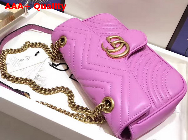 Gucci Small GG Marmont Matelasse Shoulder Bag in Pink Leather Replica