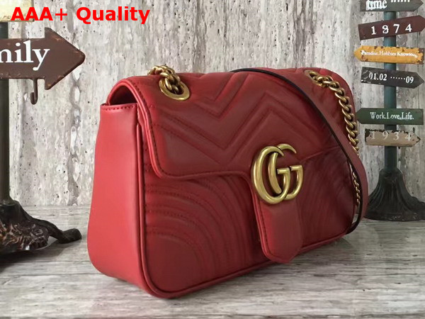 Gucci Small GG Marmont Matelasse Shoulder Bag in Red Leather Replica