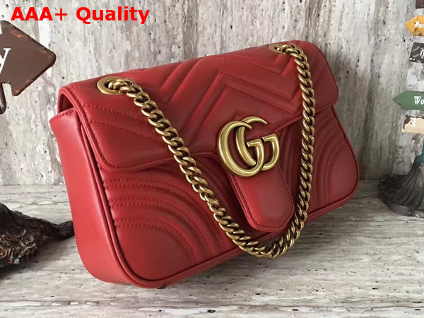 Gucci Small GG Marmont Matelasse Shoulder Bag in Red Leather Replica