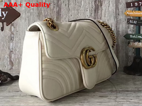 Gucci Small GG Marmont Matelasse Shoulder Bag in White Leather Replica