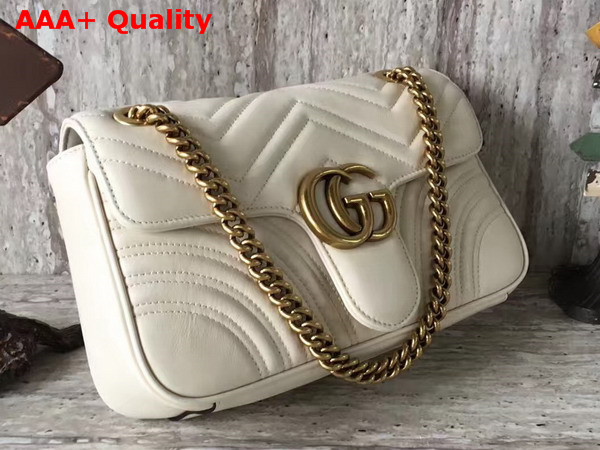 Gucci Small GG Marmont Matelasse Shoulder Bag in White Leather Replica