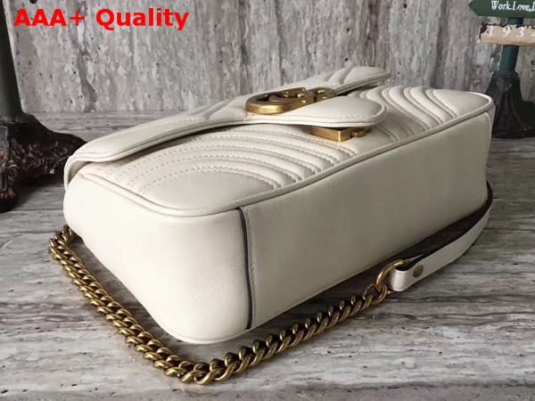 Gucci Small GG Marmont Matelasse Shoulder Bag in White Leather Replica