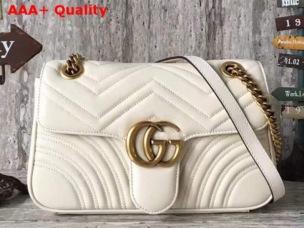 Gucci Small GG Marmont Matelasse Shoulder Bag in White Leather Replica