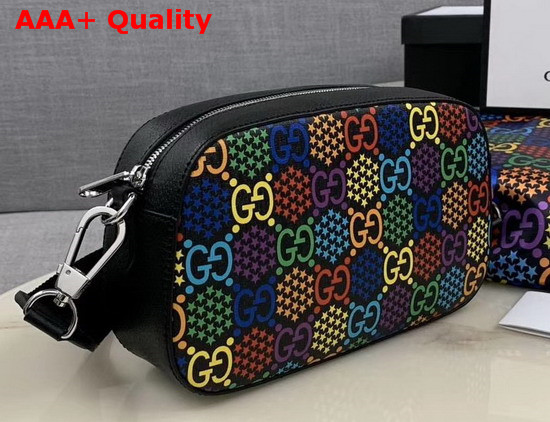 Gucci Small GG Psychedelic Shoulder Bag GG Psychedelic Soft Supreme Canvas Black Leather Trim 574886 Replica