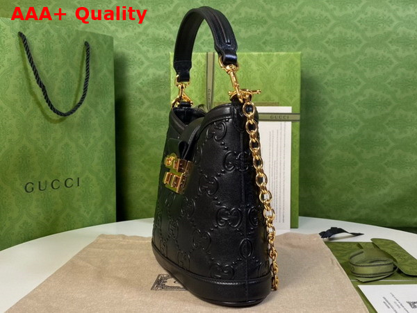 Gucci Small GG Shoulder Bag in Black Leather 675788 Replica