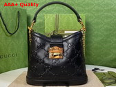 Gucci Small GG Shoulder Bag in Black Leather 675788 Replica