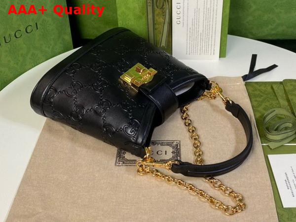 Gucci Small GG Shoulder Bag in Black Leather 675788 Replica