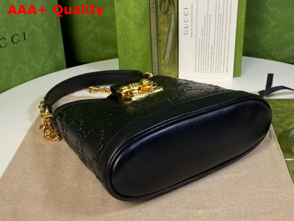 Gucci Small GG Shoulder Bag in Black Leather 675788 Replica