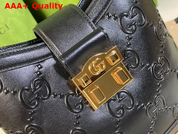 Gucci Small GG Shoulder Bag in Black Leather 675788 Replica