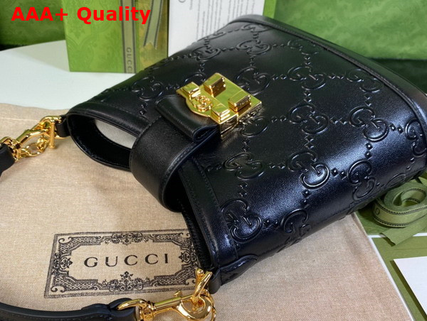 Gucci Small GG Shoulder Bag in Black Leather 675788 Replica