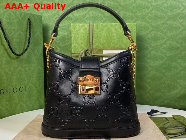 Gucci Small GG Shoulder Bag in Black Leather 675788 Replica