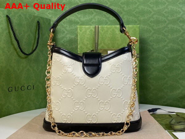 Gucci Small GG Shoulder Bag in White Leather 675788 Replica