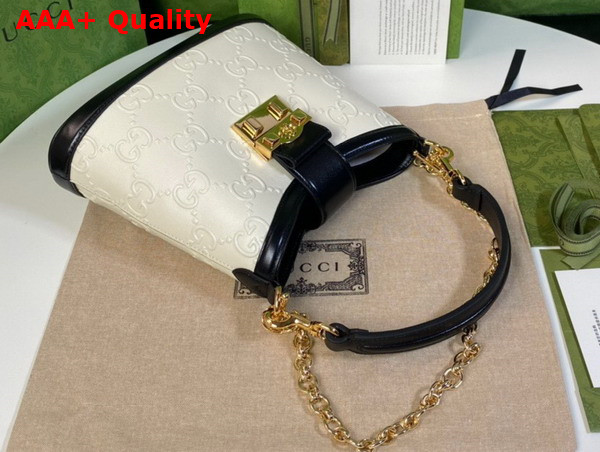 Gucci Small GG Shoulder Bag in White Leather 675788 Replica