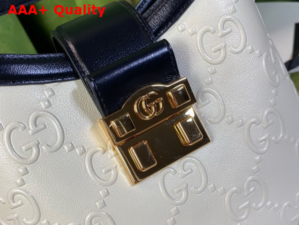 Gucci Small GG Shoulder Bag in White Leather 675788 Replica