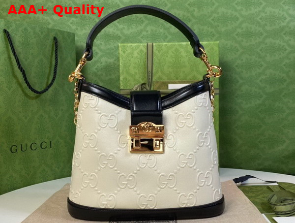 Gucci Small GG Shoulder Bag in White Leather 675788 Replica