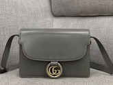 Gucci Small Leather Shoulder Bag in Dark Grey Leather 589474