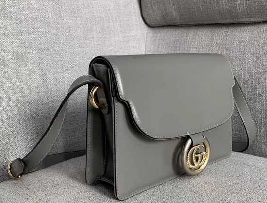 Gucci Small Leather Shoulder Bag in Dark Grey Leather 589474