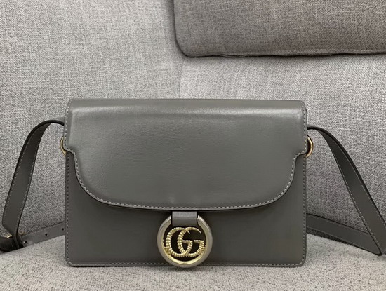 Gucci Small Leather Shoulder Bag in Dark Grey Leather 589474