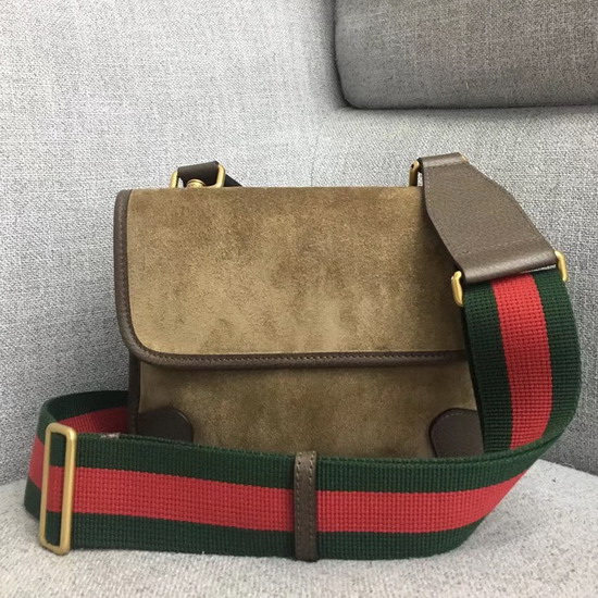 Gucci Small Messenger Bag Tan Suede