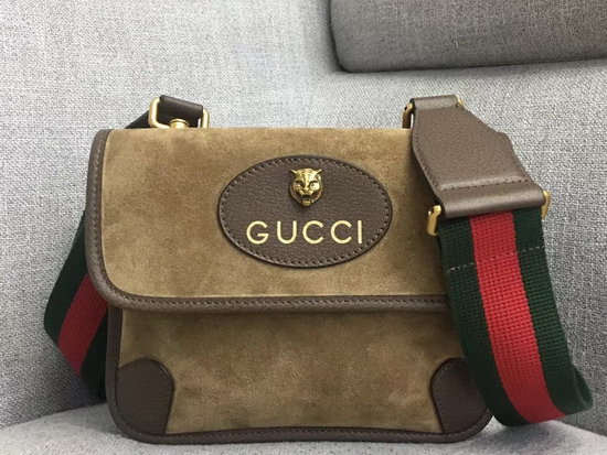 Gucci Small Messenger Bag Tan Suede