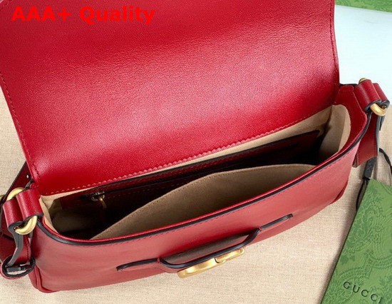 Gucci Small Messenger Bag with Double G Red Leather 648934 Replica