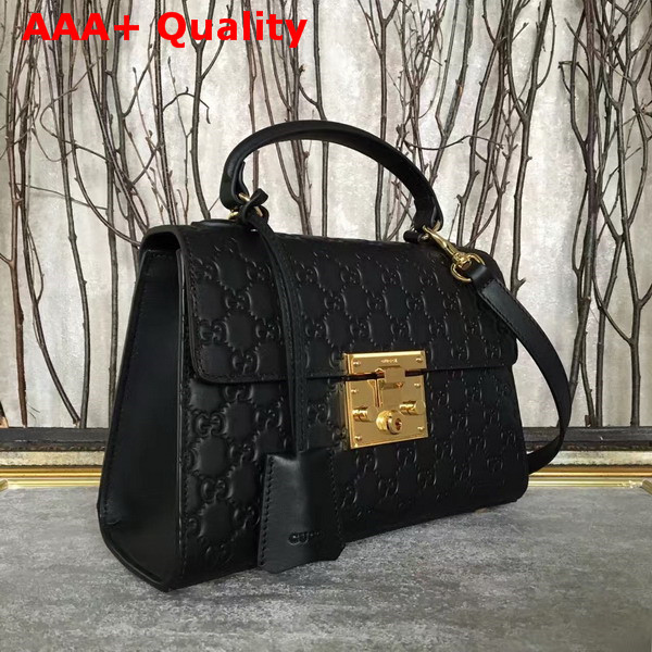 Gucci Small Padlock Gucci Signature Top Handle Bag in Black Replica