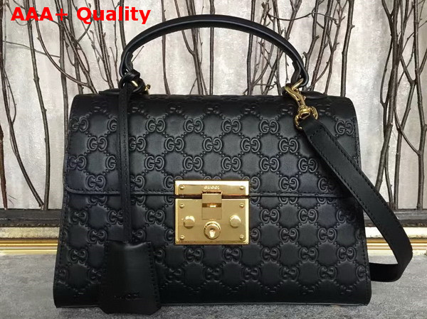 Gucci Small Padlock Gucci Signature Top Handle Bag in Black Replica