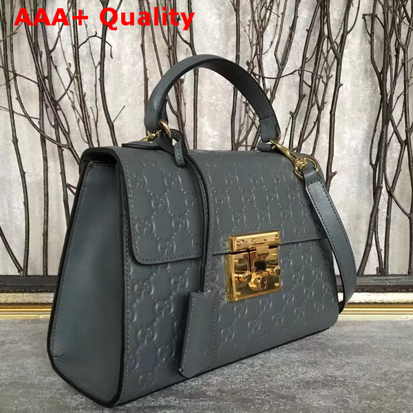 Gucci Small Padlock Gucci Signature Top Handle Bag in Grey Replica