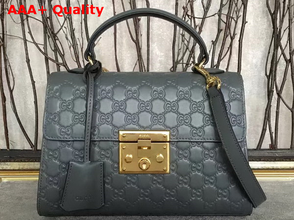 Gucci Small Padlock Gucci Signature Top Handle Bag in Grey Replica