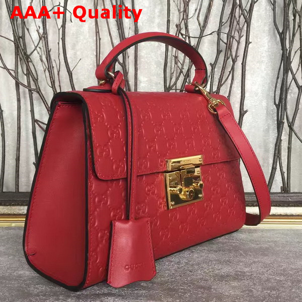 Gucci Small Padlock Gucci Signature Top Handle Bag in Red Replica