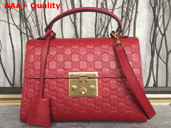 Gucci Small Padlock Gucci Signature Top Handle Bag in Red Replica