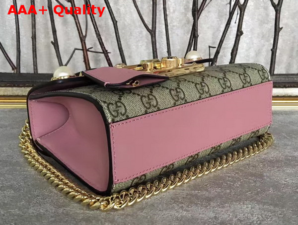 Gucci Small Padlock Studded GG Supreme Shoulder Bag in Pink Replica