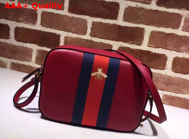 Gucci Small Shoulder Bag In Red With a Golden Bee Embroidery Replica