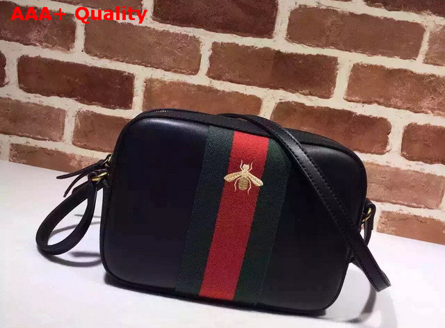 Gucci Small Shoulder Bag in Black With a Golden Bee Embroidery Replica