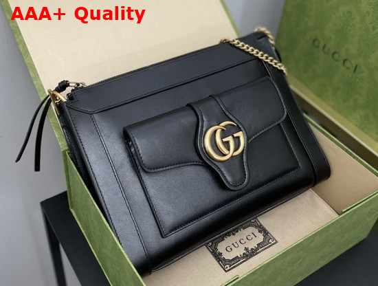 Gucci Small Shoulder Bag with Double G Black Leather 648999 Replica