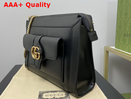 Gucci Small Shoulder Bag with Double G Black Leather 648999 Replica